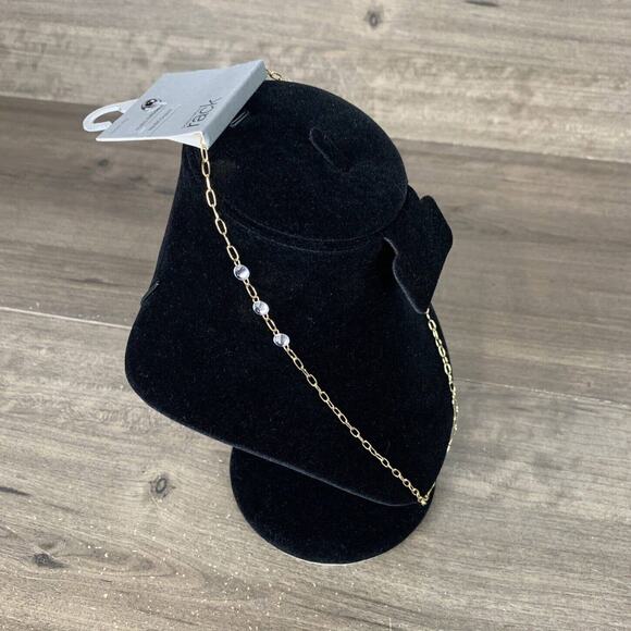 Nordstron Rack Necklace Gold Tone Cubic Zirconia Mask Chain Rhinestone - Picture 4 of 8